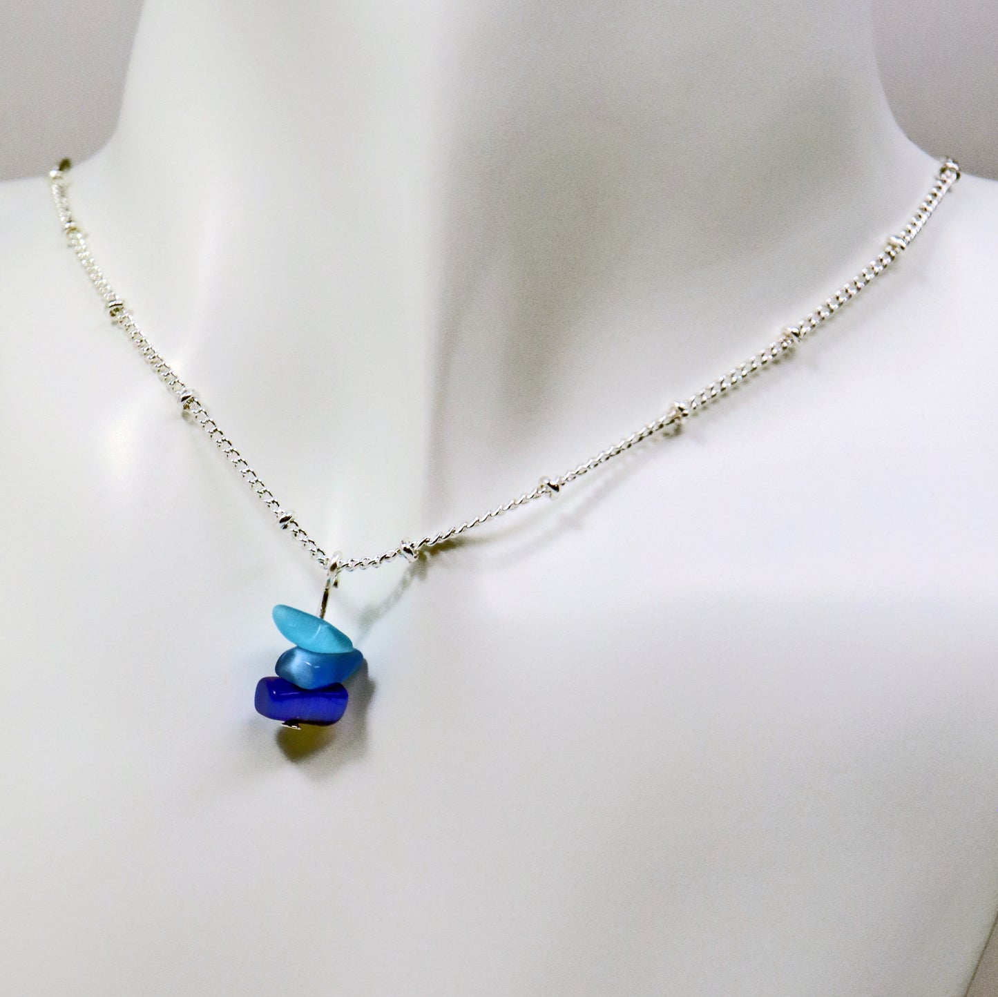 Blue Stacked Rocks Necklace