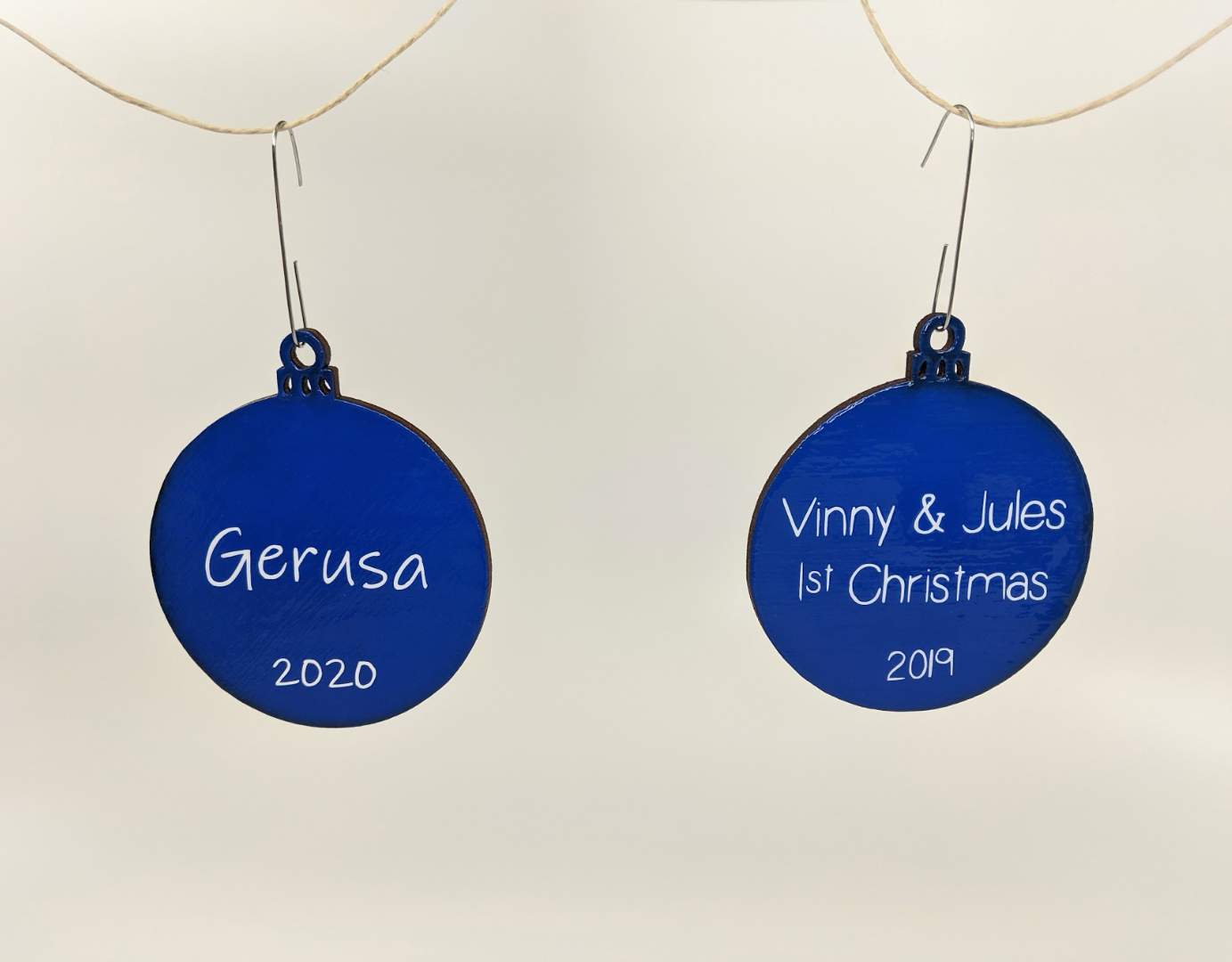 Custom Blue Christmas Bulb Ornaments