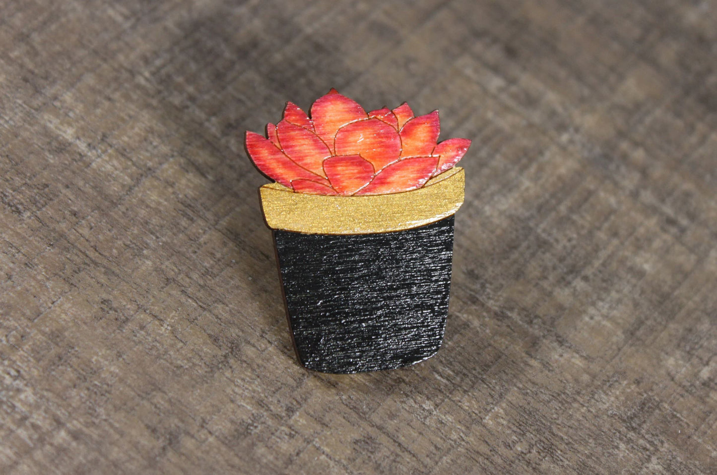 Wooden Succulent Pin