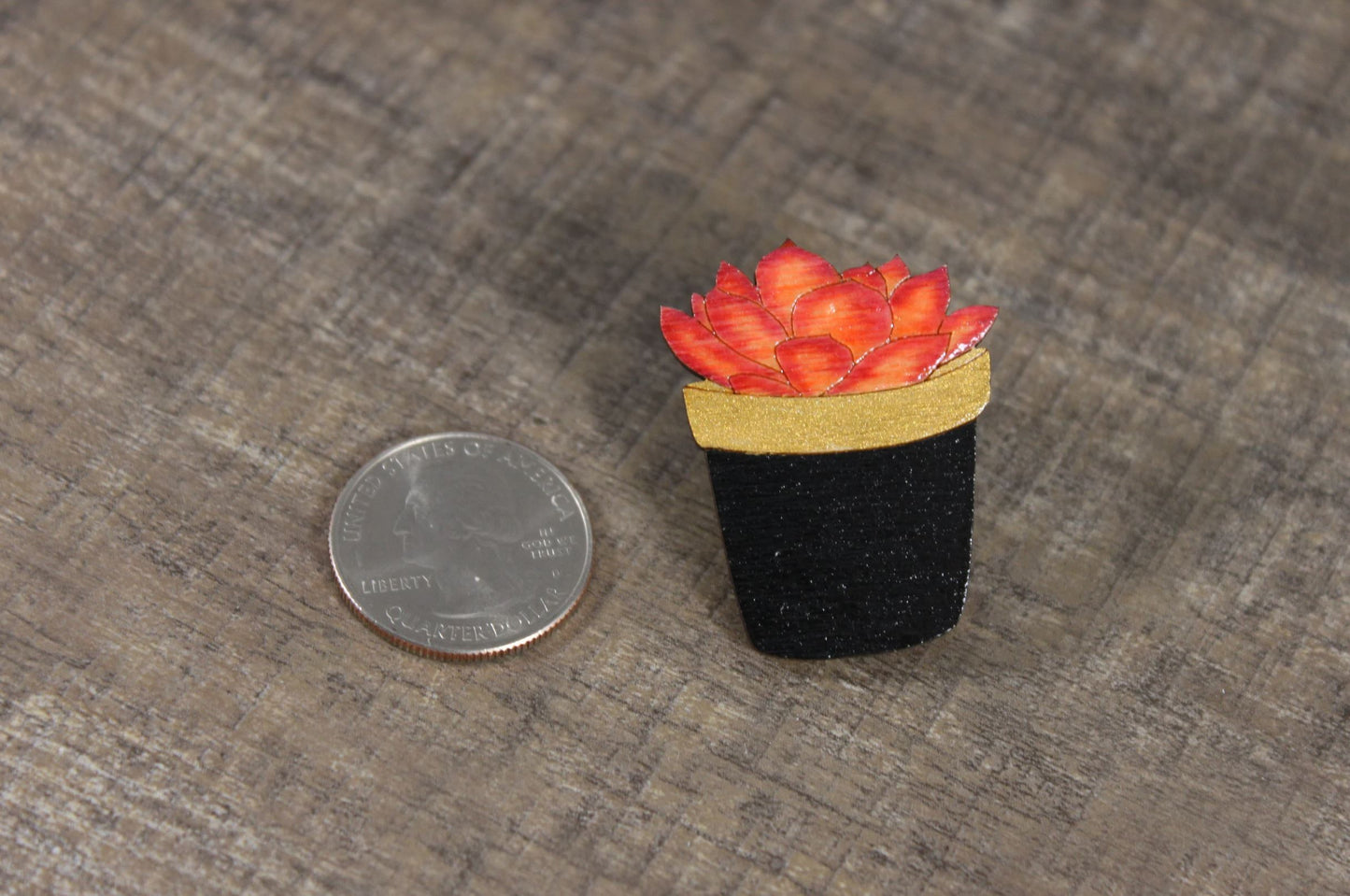 Wooden Succulent Pin