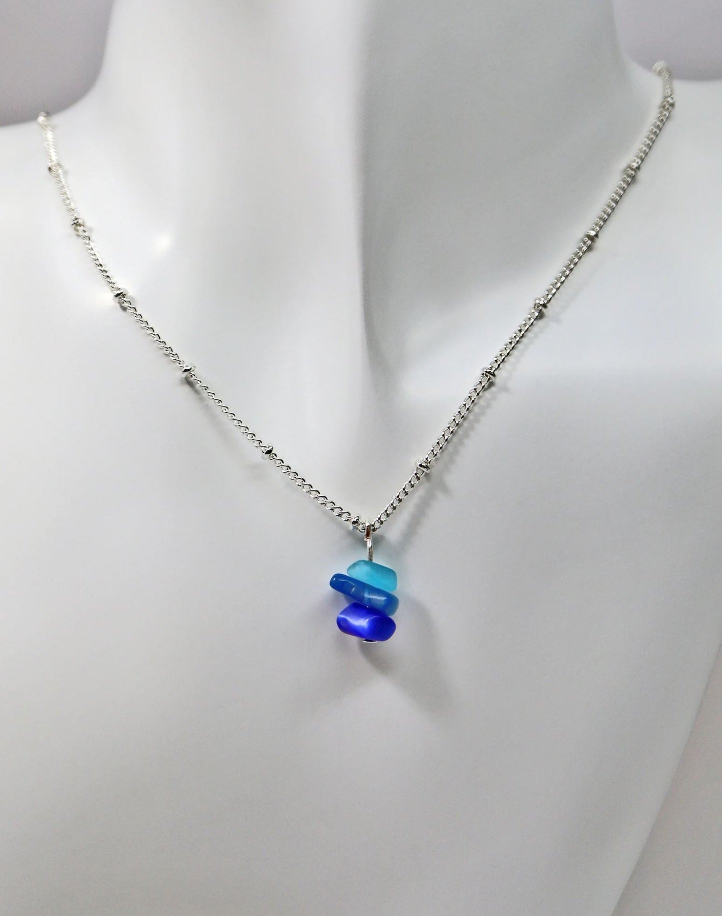 Blue Stacked Rocks Necklace