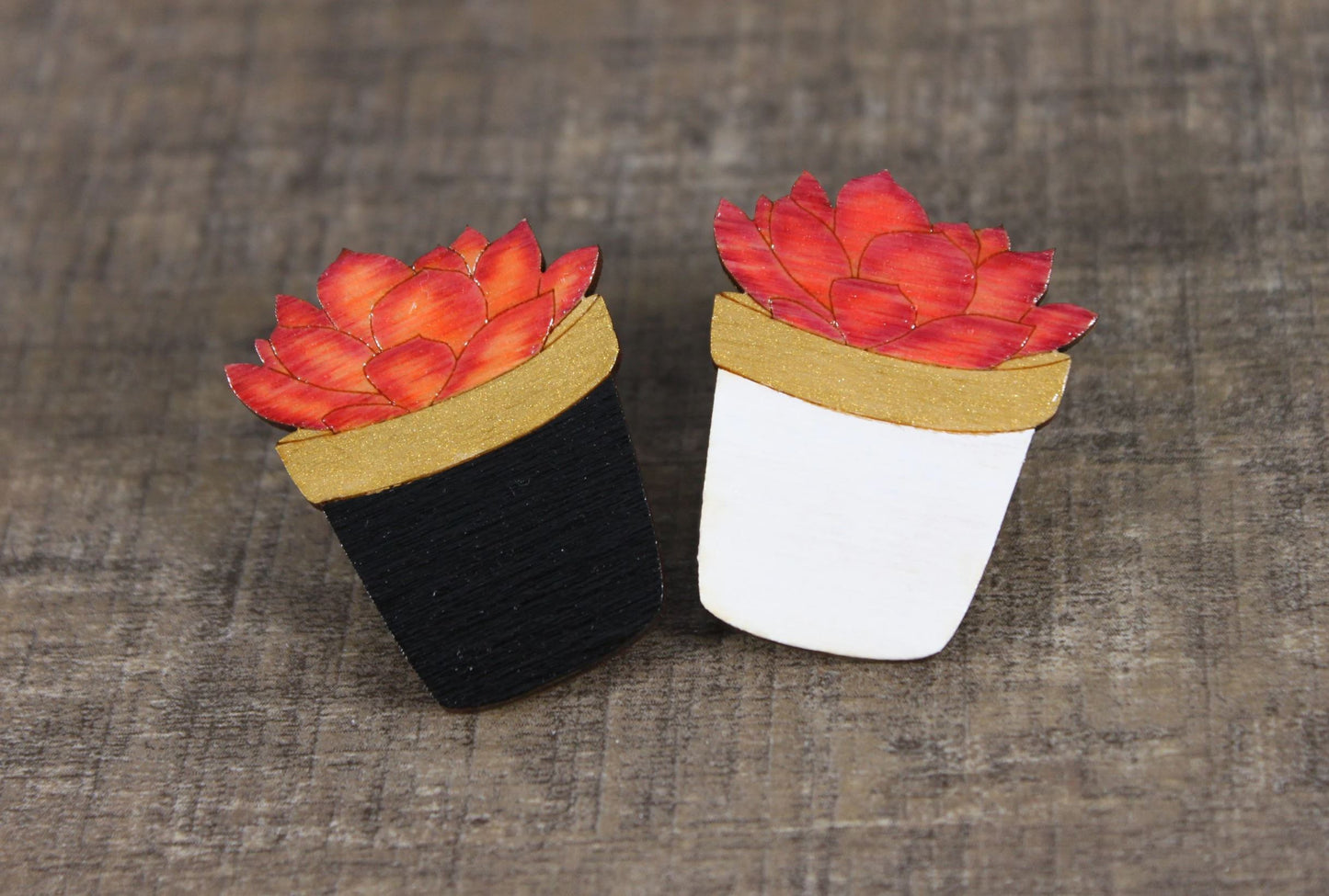Wooden Succulent Pin
