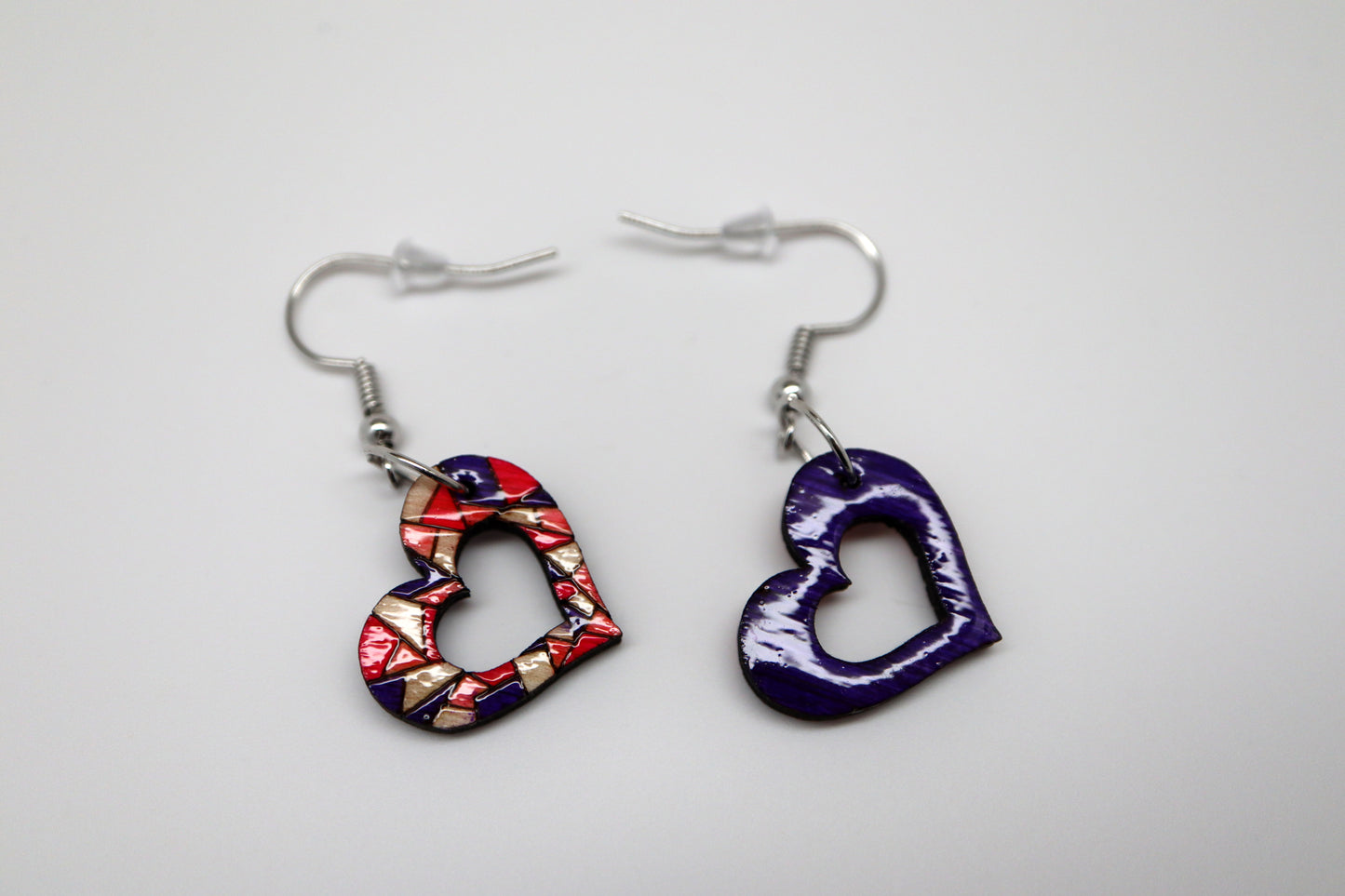 Wooden Geometric Heart Dangle Earrings