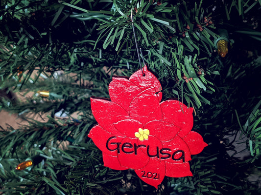 Custom Poinsettia Christmas Ornament